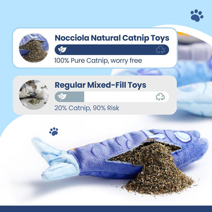 Sardines Catnip Toys for Indoor Cats - 3 Pack Cat Toys Fish with Pouch, Cat Nip Toys Cat Kicker Toy with Crinkle Paper, Interactive Cat Toy for Kitten Enrichment, Cat Gifts