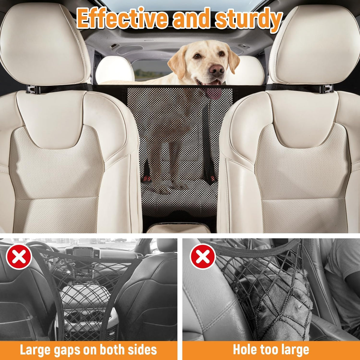 Dog Car Barrier,Car Divider Net for Dogs,Pet Barrier with Organizer