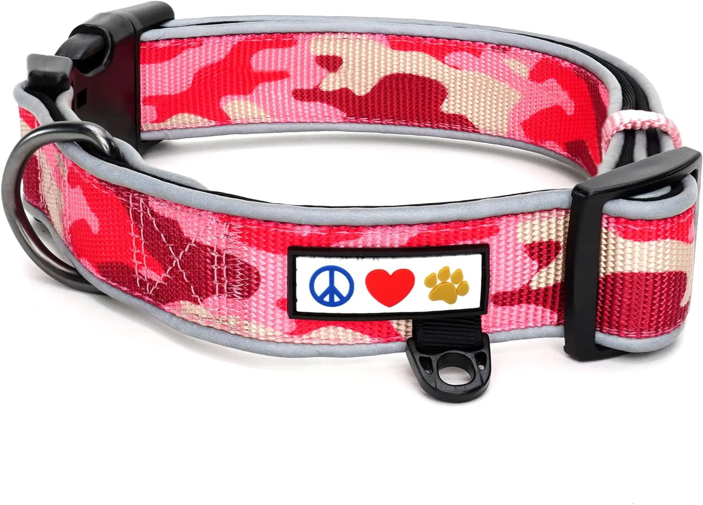Camo Pink/Black Padded Dog Collar, Large