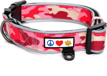 Camo Pink/Black Padded Dog Collar, Large