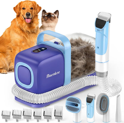 Dog Grooming Vacuum Kit, 15000Pa Clipper, Shedding Brush, 2L, Blue