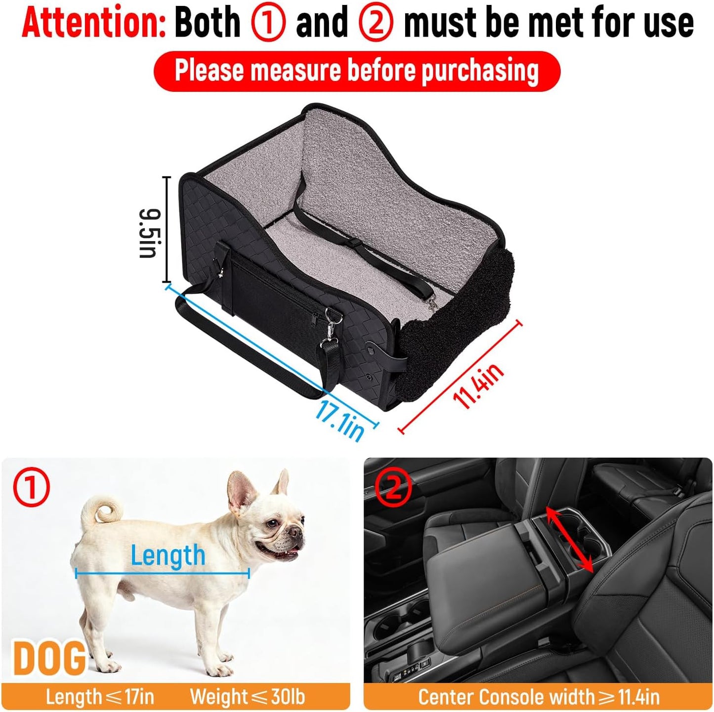 Center Console Dog Car Seat for Small Dogs,Fit for Full Size Truck
