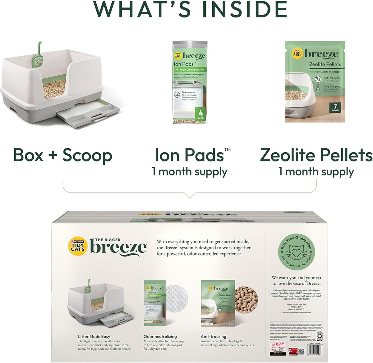 Breeze Litter Box System Kit with Pellet Cat Litter, XL Litter Box and Litter Box Pads