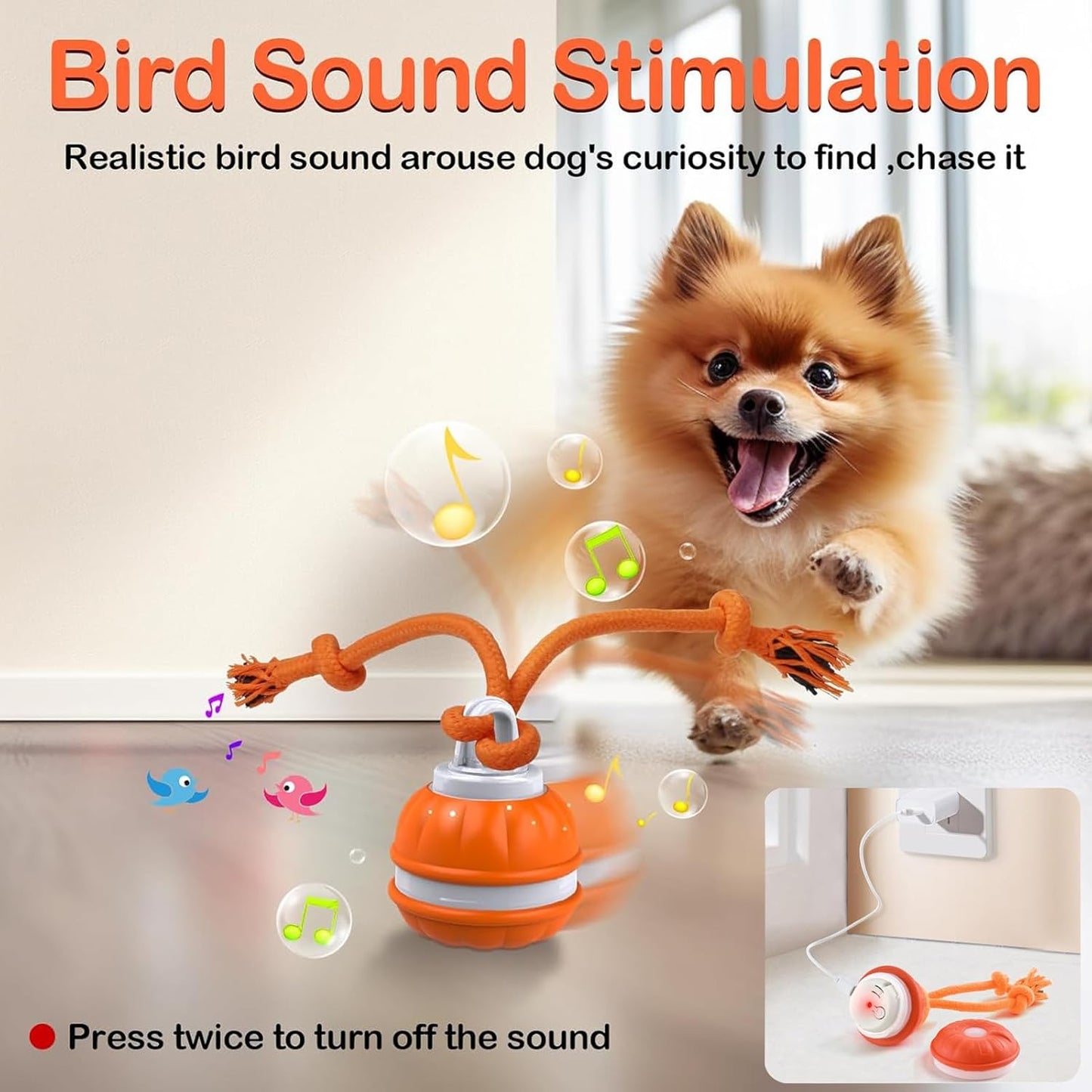 P06 Interactive Dog Toys Dog Balls, Electric Automatic Moving and Rolling Dog Toy with Rope for Small Medium Dogs, Fun Smart Puppy Toy S for Boredom & Training, Dog Toys to Keep Them Busy (Orange)