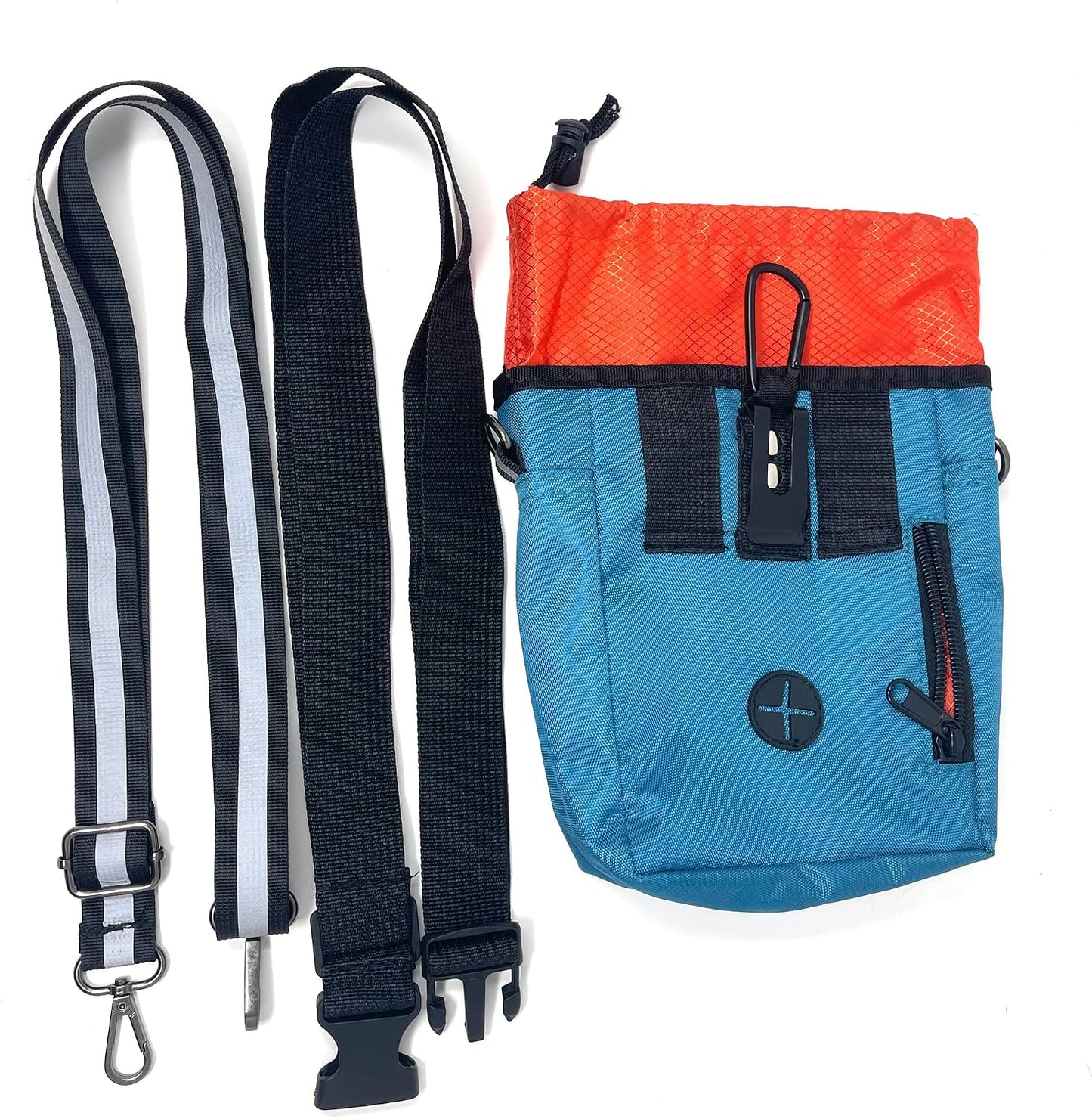 Dog Training Pouch with Training Clicker and Water Bowl - 5 Ways to Wear - Carry Toys, Treats for Positive Reinforcement - Built-In Poop Bag Dispenser (Teal)