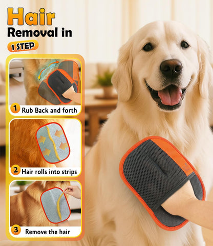Pet Hair Removal Glove for Furniture & Clothes, Reusable Electrostatic Pet Hair Remover for Couch, Carpet, Bedding & Car Seats, Dog & Cat Grooming Glove, Soft Pet Hair Removal Tool, 1 Pack