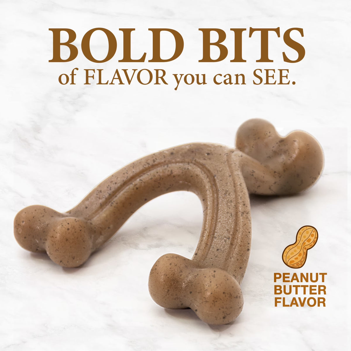 Strong Chew Gourmet Style Wishbone Dog Toy, Dog Chew Toy, Peanut Butter Flavor, Large, 1 Count