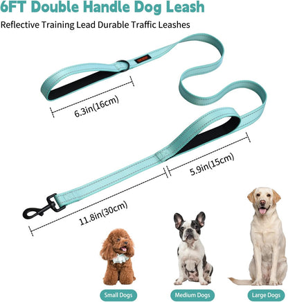 Heavy Duty Double Handle Leash - Reflective Training Lead for Large Breed Dogs (6Ft-Black)
