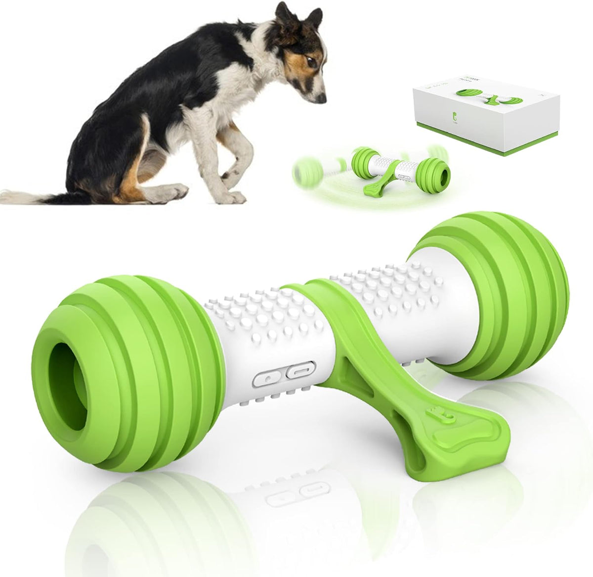 Interactive Dog Toys, Motion Activated Electronic Dog Toy Interactive Dog Bone Toys for Medium Large Dogs, USB Rechargeable Automatic Dog Toy for Boredom and Stimulating (Green)