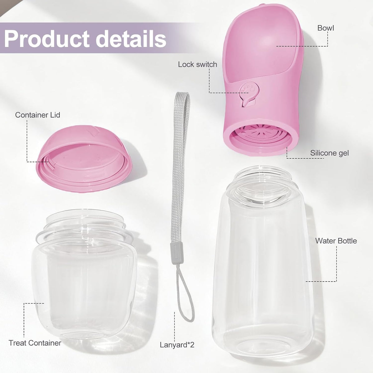 Portable Dog Water Bottle with Food Container, Drinking Bottle for Travel