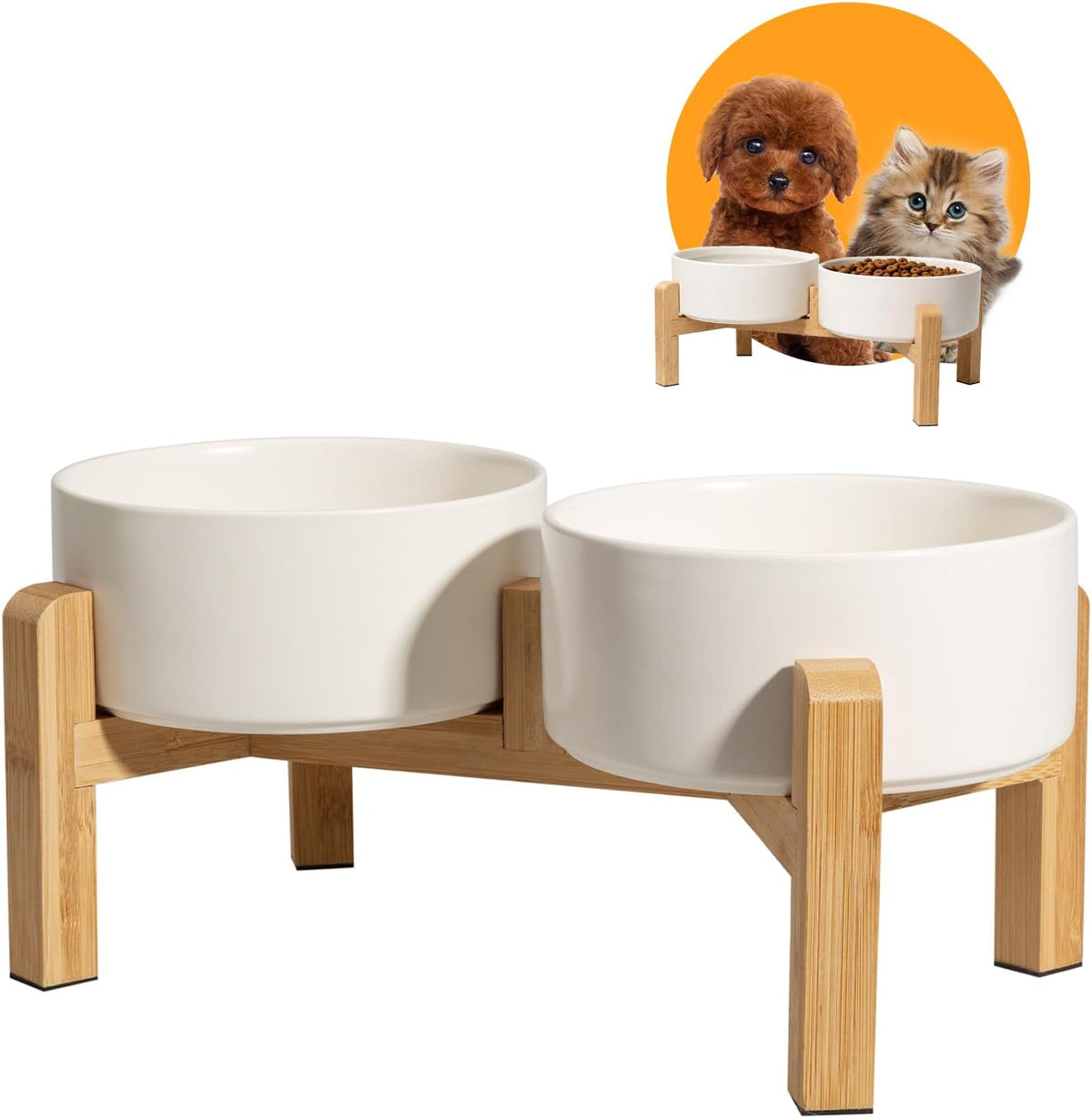 Elevated Ceramic Dog Bowl, 2 Cups Dog Food and Water Bowl Set with Stand