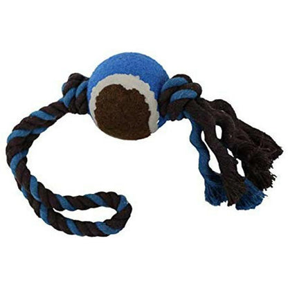 Knotted Rope Toy with Tennis Ball for Dogs | Hours of Play | Approved by Dogs | Blue