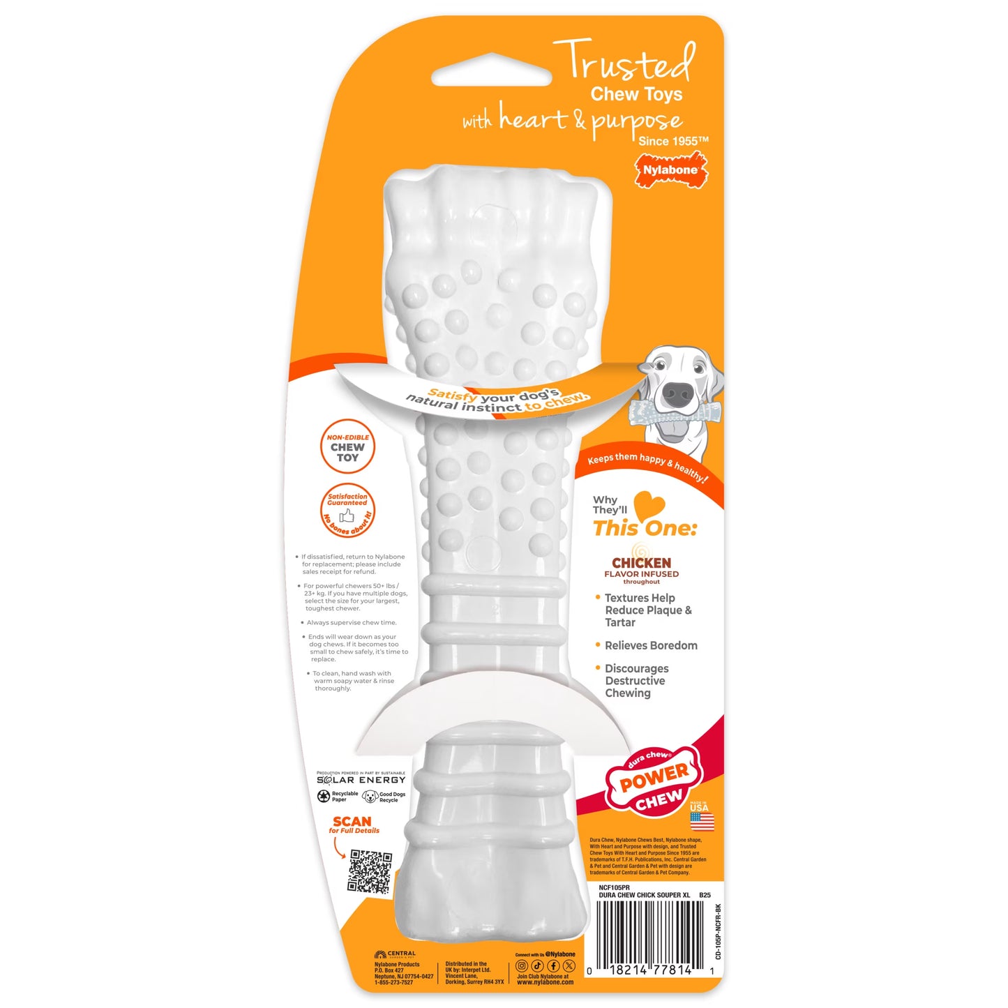 Power Chew Textured Knuckle Bone Dog Toy, Dog Chew Toy, Chicken Flavor, X-Large, 1 Count