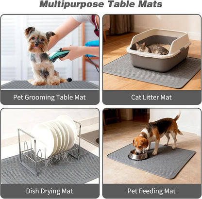 Dog Grooming Table Mat, Non-Slip Silicone Pad, 28 X 19.7 in Grey