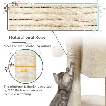 23In 2-Level Cat Tree Condo with Scratch Posts, Beige