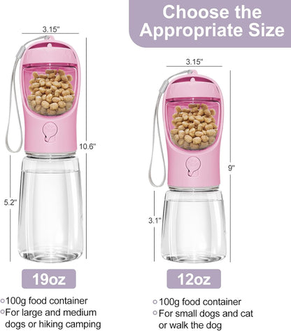 Portable Dog Water Bottle with Food Container, Drinking Bottle for Travel