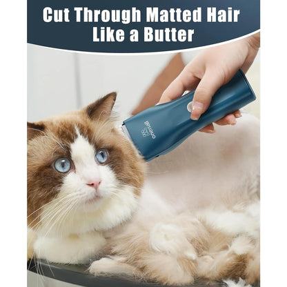 LGL006 Cat Grooming Clippers, Cordless Quiet Cat Clippers for Cat Matted Hair, IPX7 Waterproof Small Pet Hair Clippers with 2 Guide Combs & Storage Bag, Pet Shaver for Grooming - Navy Blue