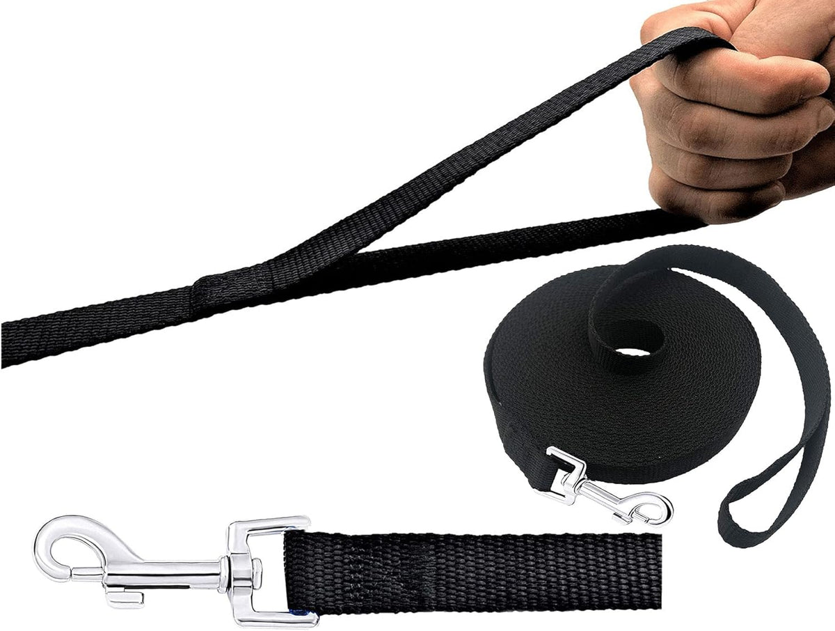 15Ft 20Ft 30Ft 40Ft 50Ft Long Dog/Puppy Lead Obedience Recall Training Dog Leashes for Small Medium Dogs Camping, Training, Play, or Backyard (50 FT, Black)