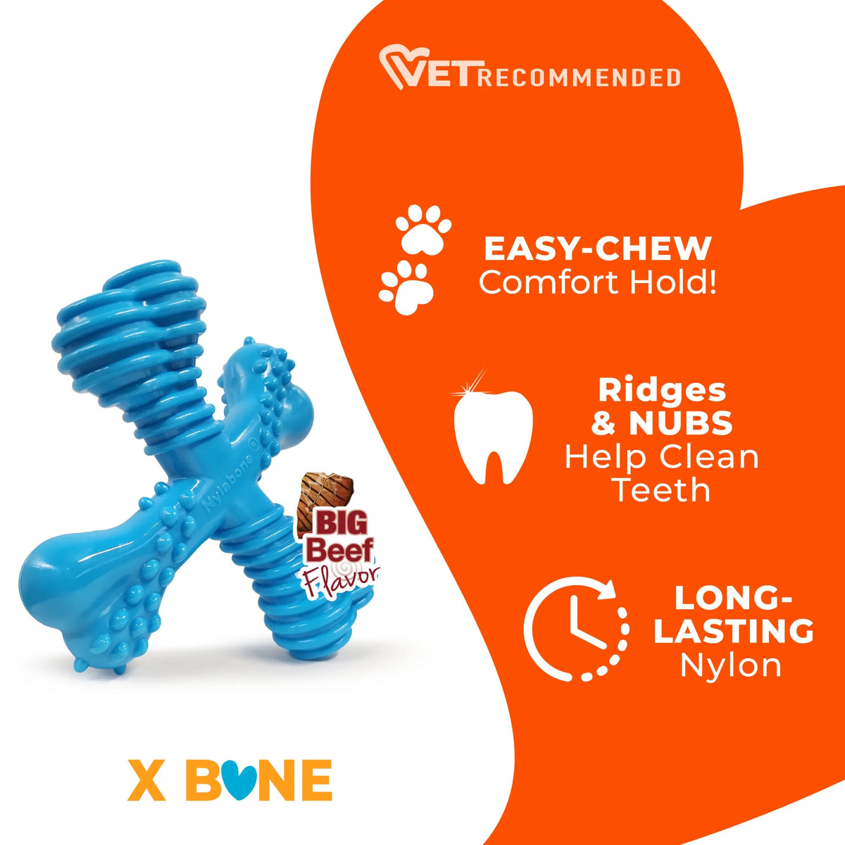 Power Chew Comfort Hold X Bone Dog Toy, Dog Chew Toy, Beef Flavor, Small, 1 Count