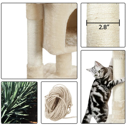 23In 2-Level Cat Tree Condo with Scratch Posts, Beige