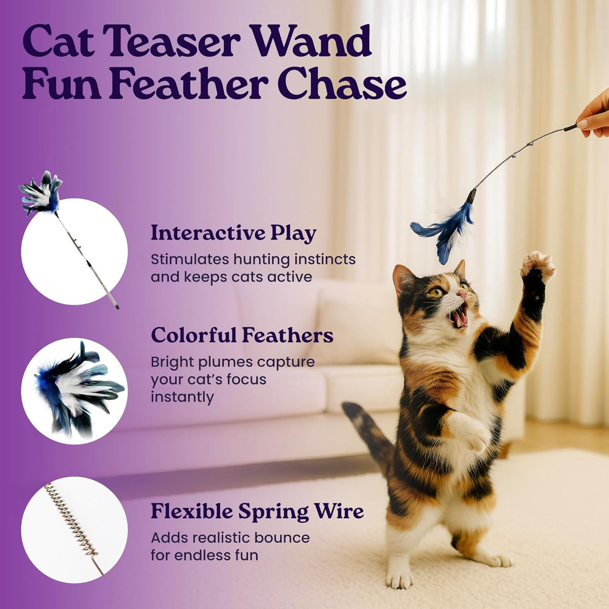 Cat Grooming Kit 6 in 1, Include: Nail Clipper, Brush for Shedding, Wand Toy, Interactive Ball Toy, Bath Brush, Ear Cleaner Finger Wipes (30Ct.), Cat Grooming Supplies, Kitten Supplies