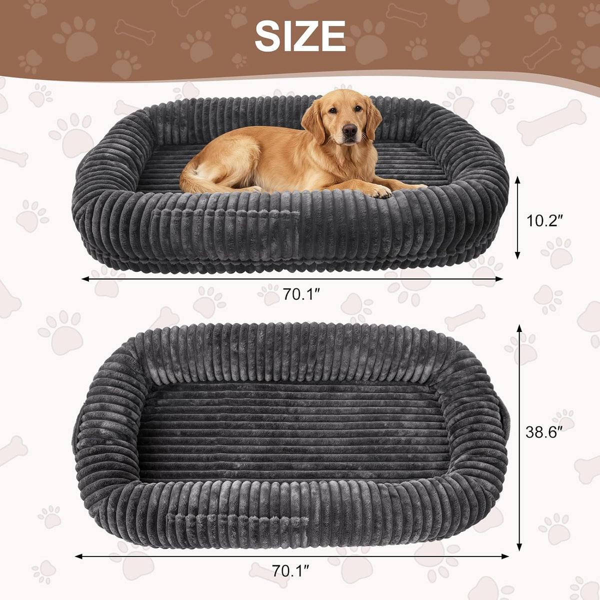 Human Dog Bed for Adult,Large Human Size Dog Bed 70"X38"X10"