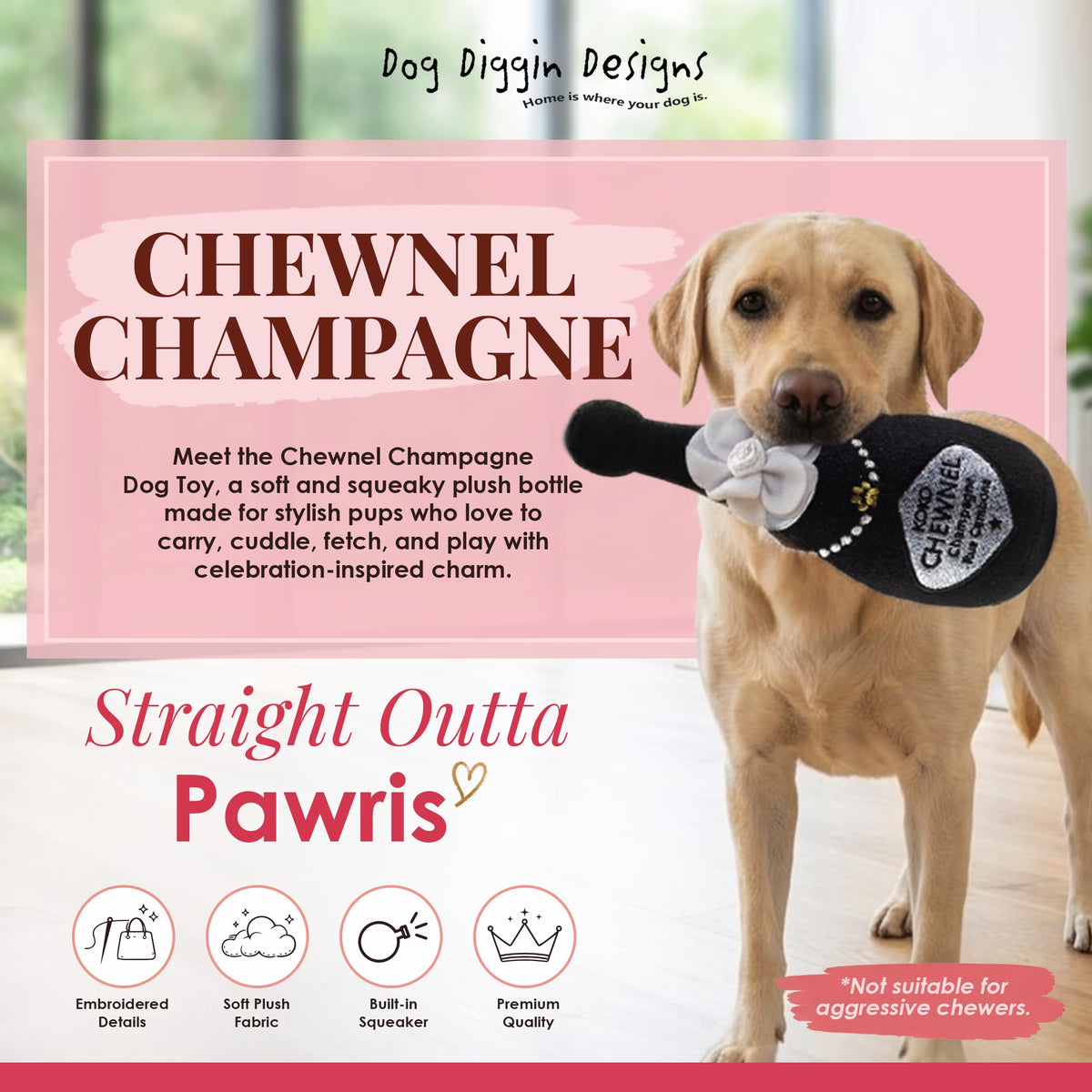 Libation Station Collection | Unique Squeaky Parody Plush Dog Toys – Shaken, Not Stirred
