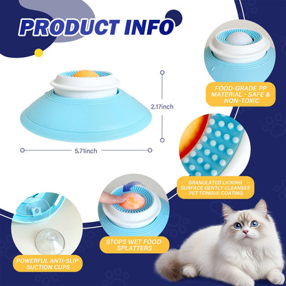 Slow Feeder Cat Bowl, Interactive Licking Bowl for Wet & Liquid Food, Cat Puzzle Feeder, Non-Slip Cat Food Bowl for Slow Eating, Anxiety Relief Cat Slow Feeder Bowl （Yellow Ball）