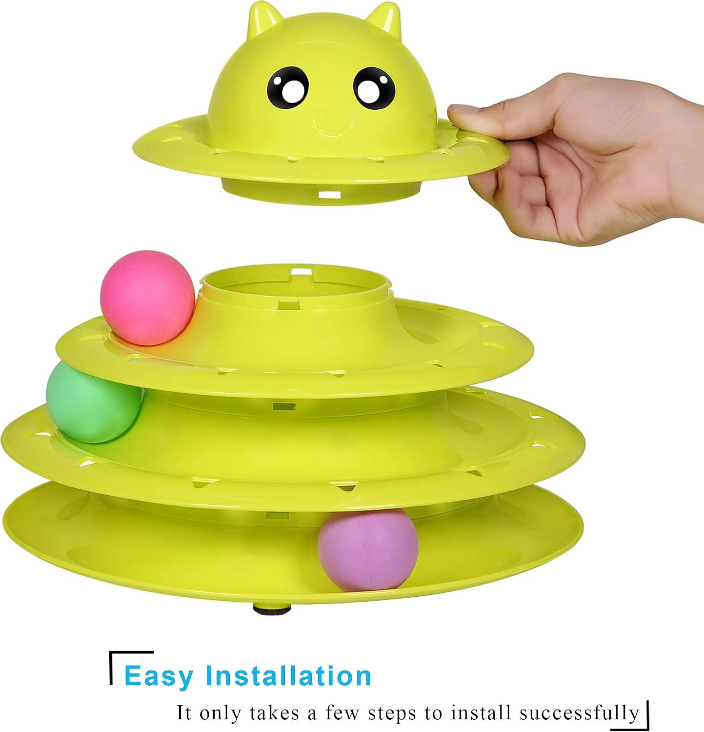 Cat Toy Roller 3-Level Turntable Cat Toys with Six Colorful Balls