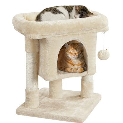 23In 2-Level Cat Tree Condo with Scratch Posts, Beige