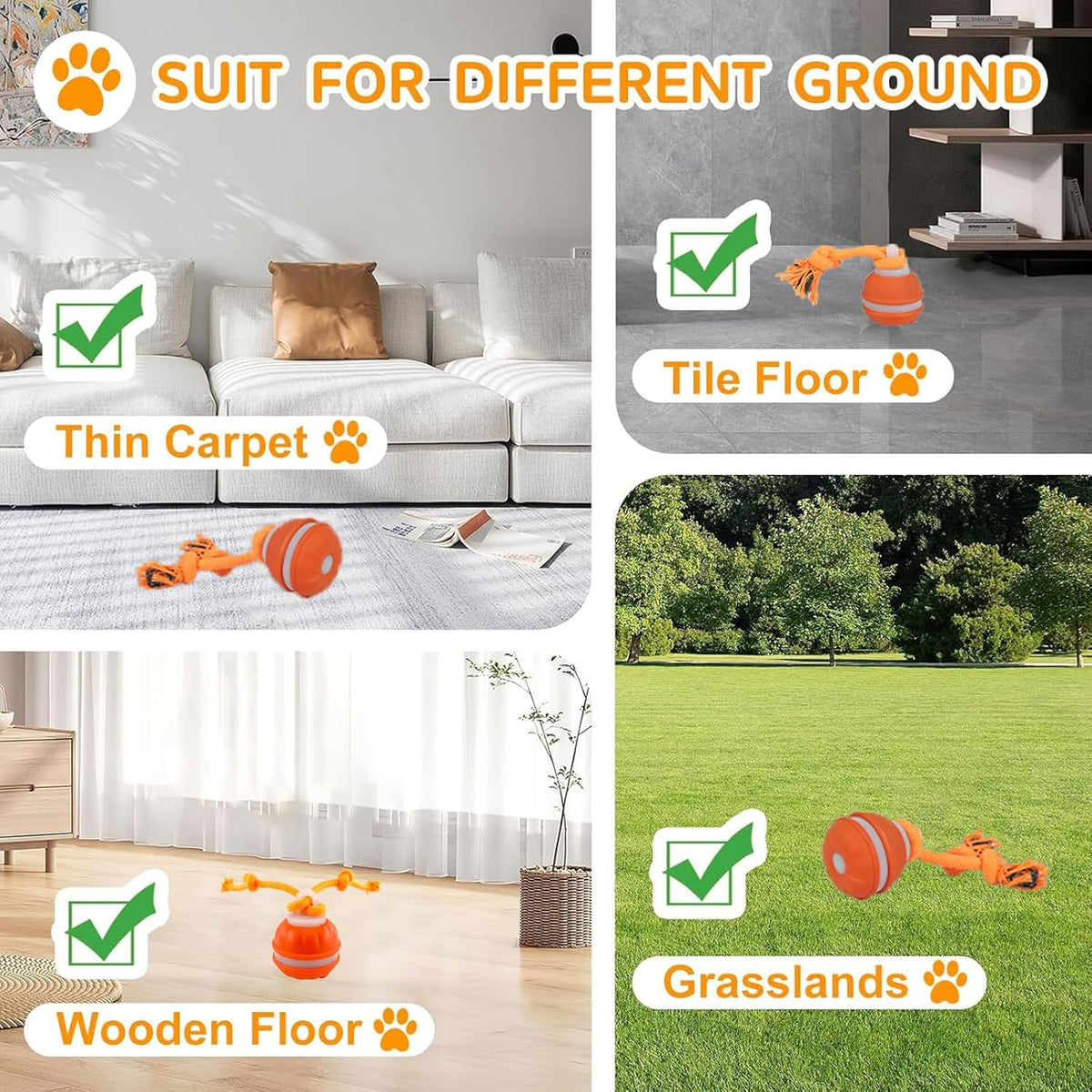 P06 Smart Interactive Dog Toys Dog Balls with Rope for Small Medium Dogs