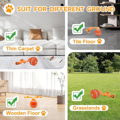 P06 Interactive Dog Toys Dog Balls, Electric Automatic Moving and Rolling Dog Toy with Rope for Small Medium Dogs, Fun Smart Puppy Toy S for Boredom & Training, Dog Toys to Keep Them Busy (Orange)