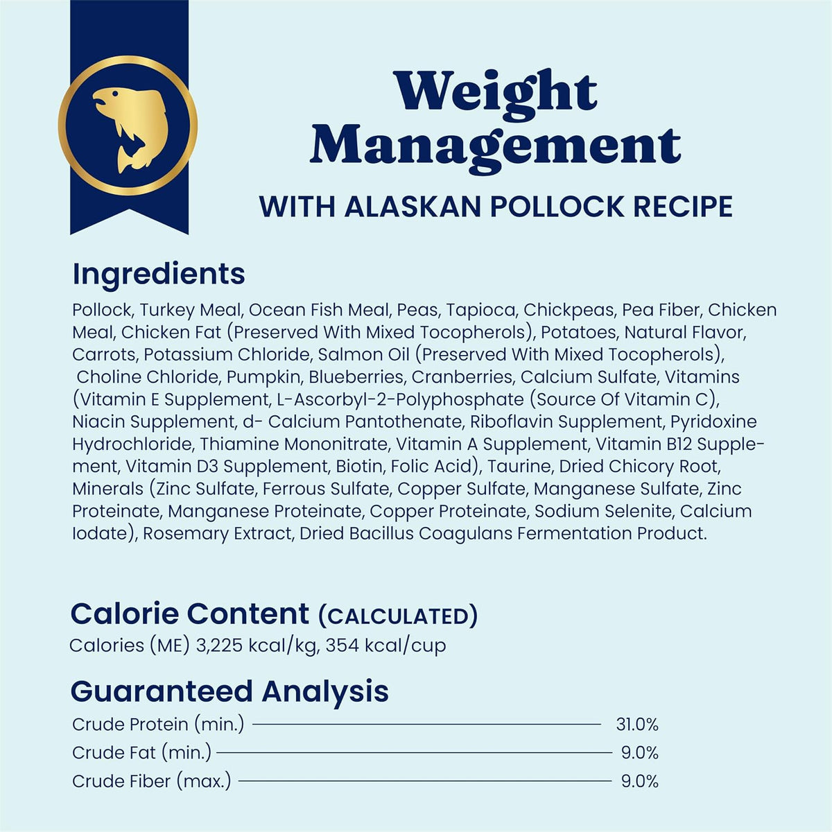 Weight Management Alaskan Pollock Cat Food, Adult Cats, 12LB