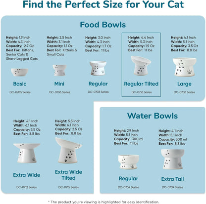 Necoichi Ceramic Raised Cat Food Bowl, 15° Tilted (Sakura, Regular Tilted)