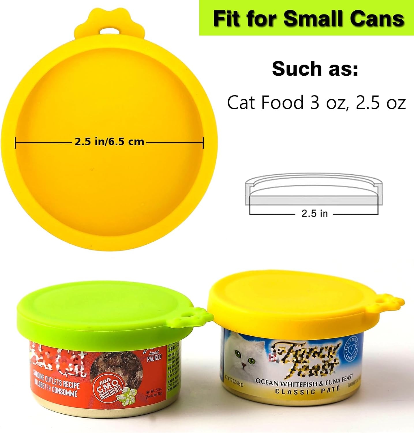 Small Cat Food Can Lids with Cat Food Spoon Set, Silicone Cat Food Can Covers Lids for 3 Oz Cans, Cat Can Opener Spatula Cat Spoon for Wet Food