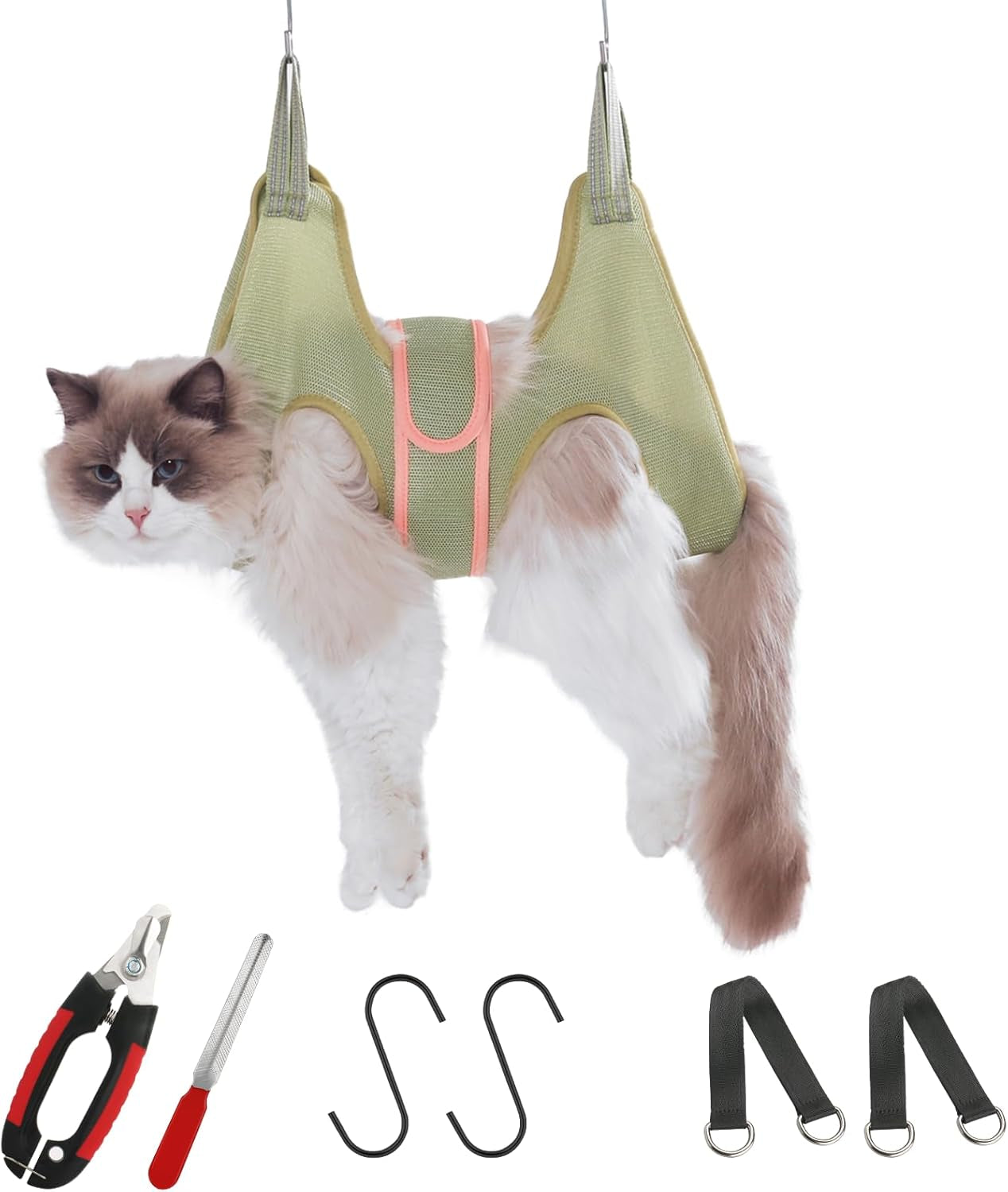 Cat Grooming Hammock for Nail Trimming, Cat Nail Clipper Hammock Harness