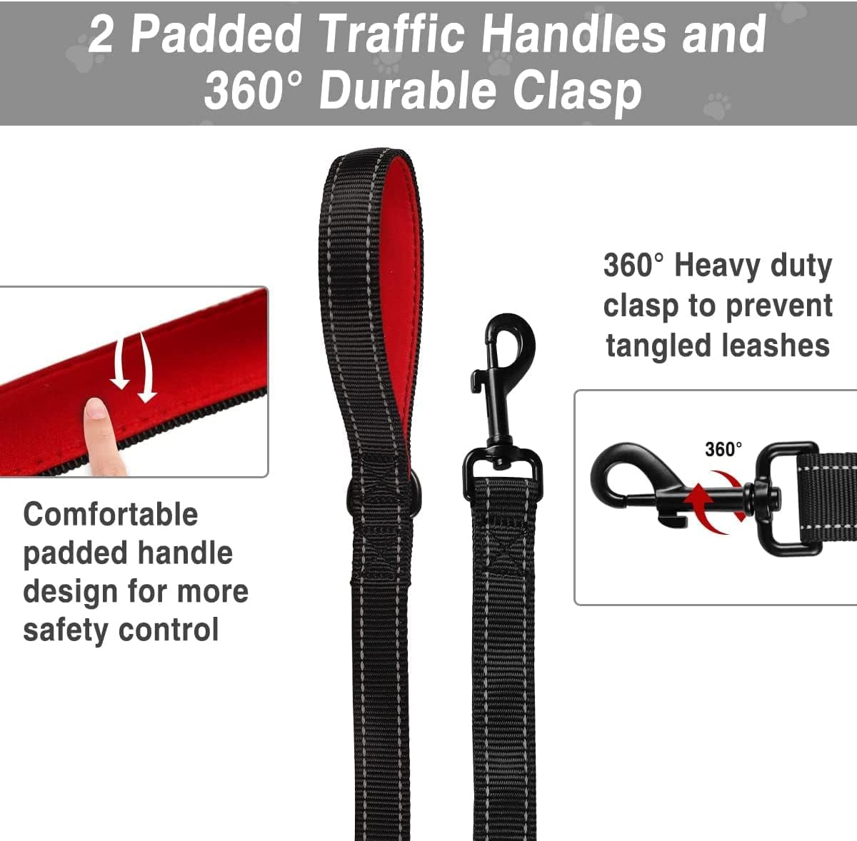 Dog Leash, Heavy Duty Dog Leash, Leashes for Large Breed Dogs .5FT.6FT, Double Handle Dog Leash, Reflective Training Lead, Perfect for Medium to Large Dogs(5Ft, Pink)