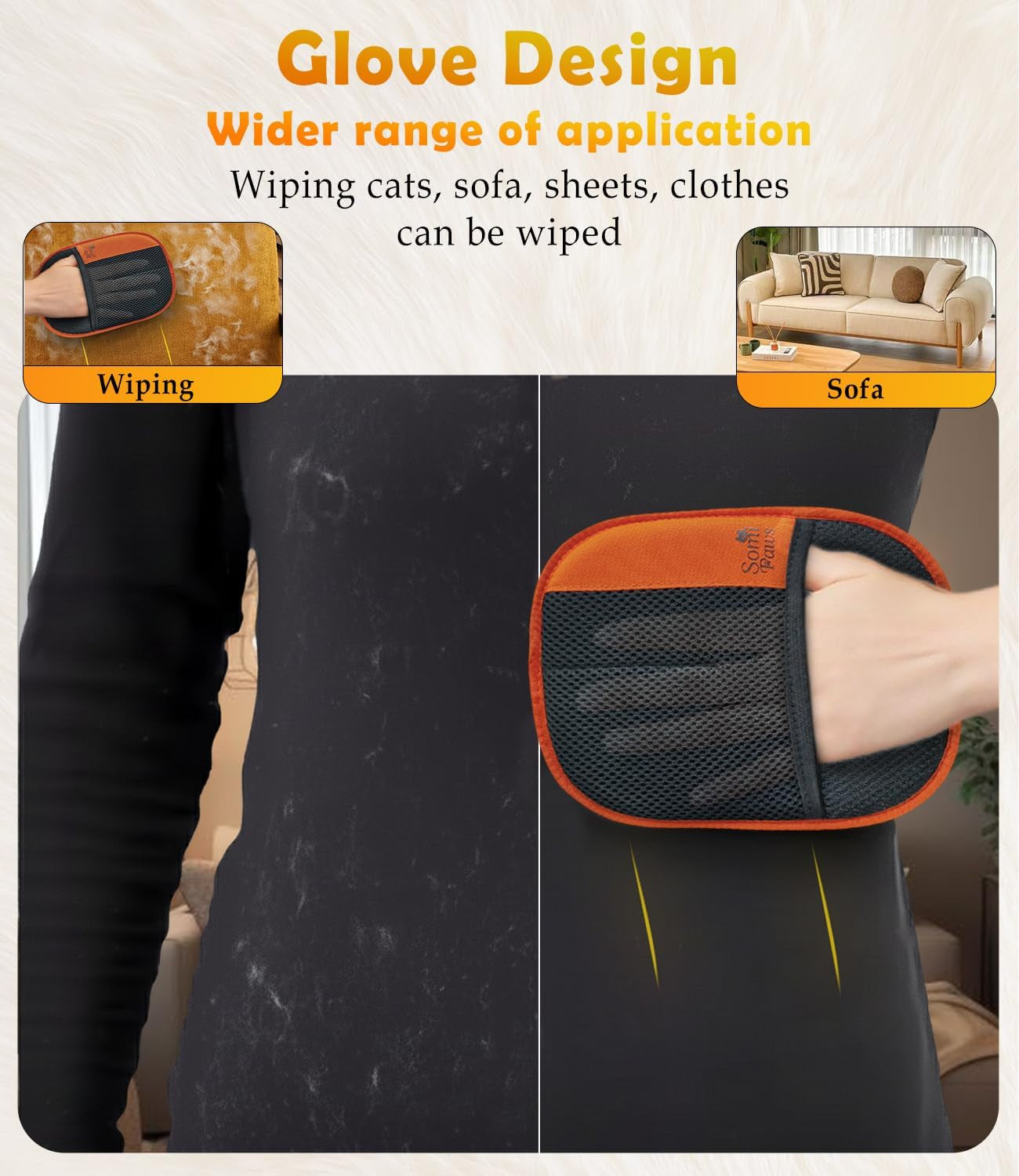 Pet Hair Removal Glove for Furniture & Clothes, Reusable Electrostatic Pet Hair Remover for Couch, Carpet, Bedding & Car Seats, Dog & Cat Grooming Glove, Soft Pet Hair Removal Tool, 1 Pack