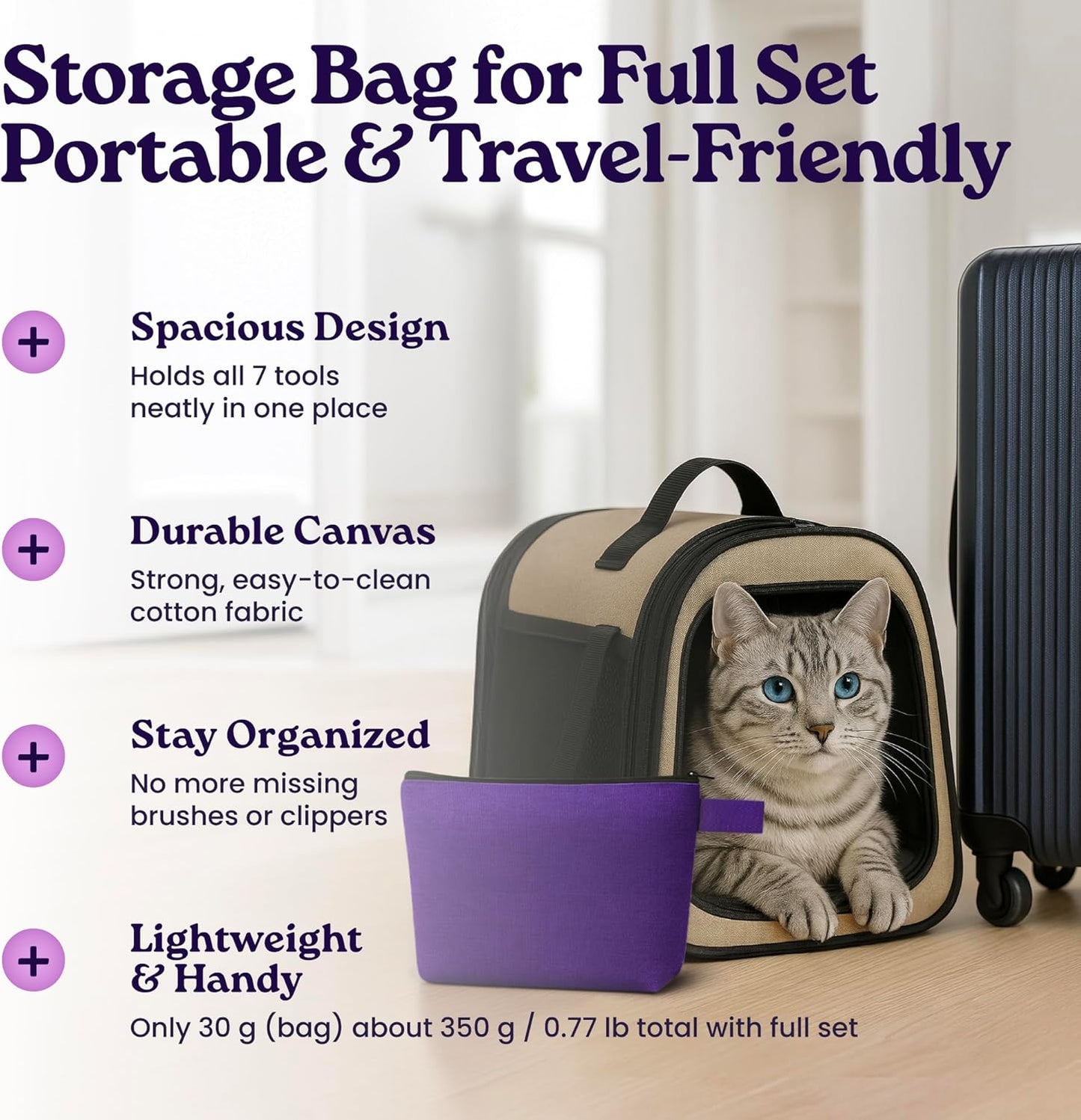 Cat Grooming Kit 6 in 1, Include: Nail Clipper, Brush for Shedding, Wand Toy, Interactive Ball Toy, Bath Brush, Ear Cleaner Finger Wipes (30Ct.), Cat Grooming Supplies, Kitten Supplies