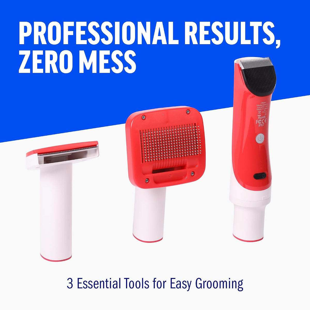 Dog Vacuum for Shedding Grooming – Dog Grooming Kit with Dog Brush Vacuum Attachment, Pet Hair Clipper with Guards, Large-Capacity Bin