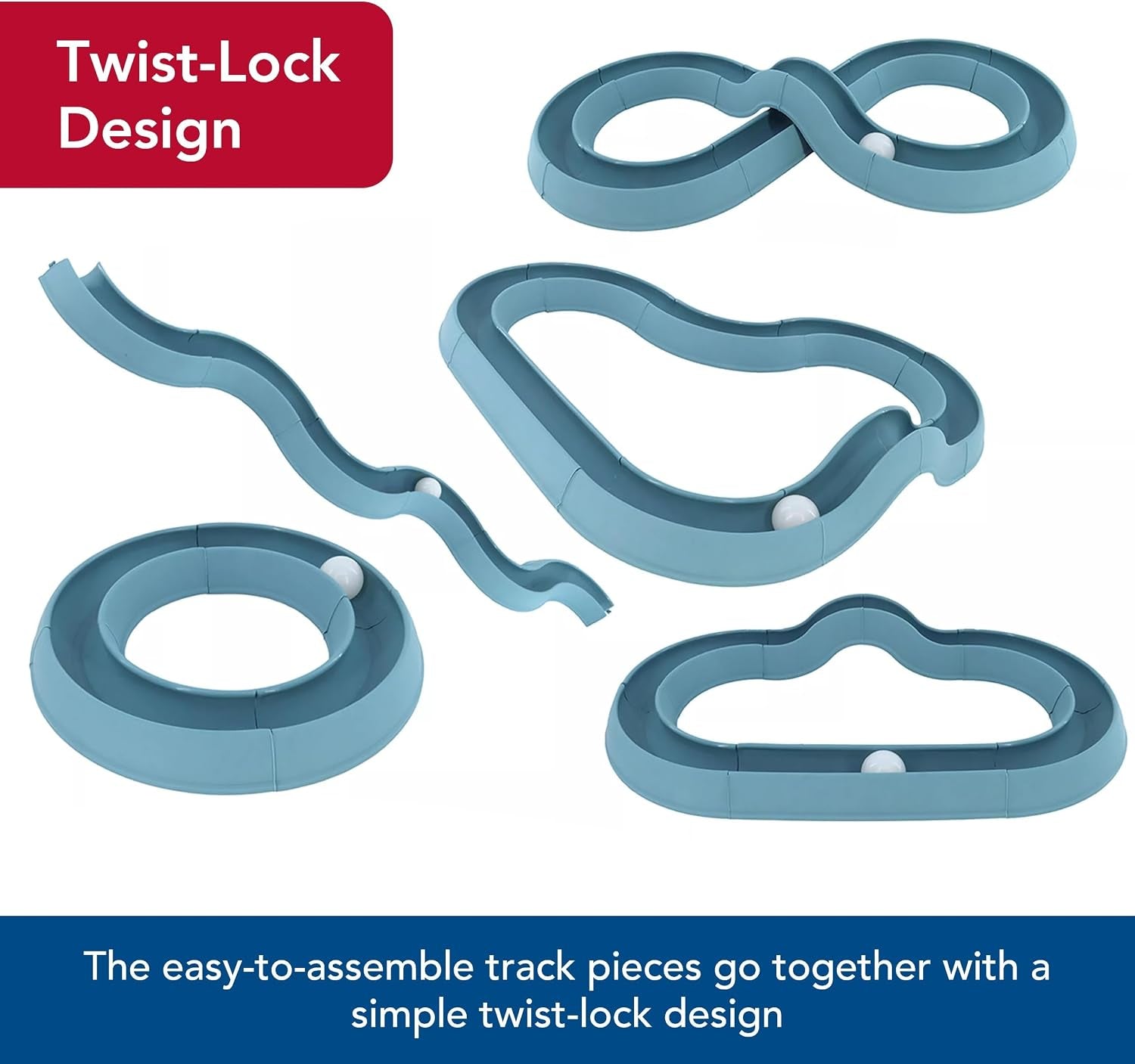 Pet Turbo Track Cat Toy - Cat Ball Toy & Racetrack - Easy Assembly - Slate Blue (1 Pack)