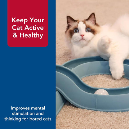Pet Turbo Track Cat Toy - Cat Ball Toy & Racetrack - Easy Assembly - Slate Blue (1 Pack)