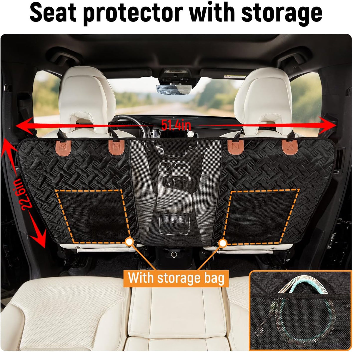 Dog Car Barrier,Car Divider Net for Dogs,Pet Barrier with Organizer