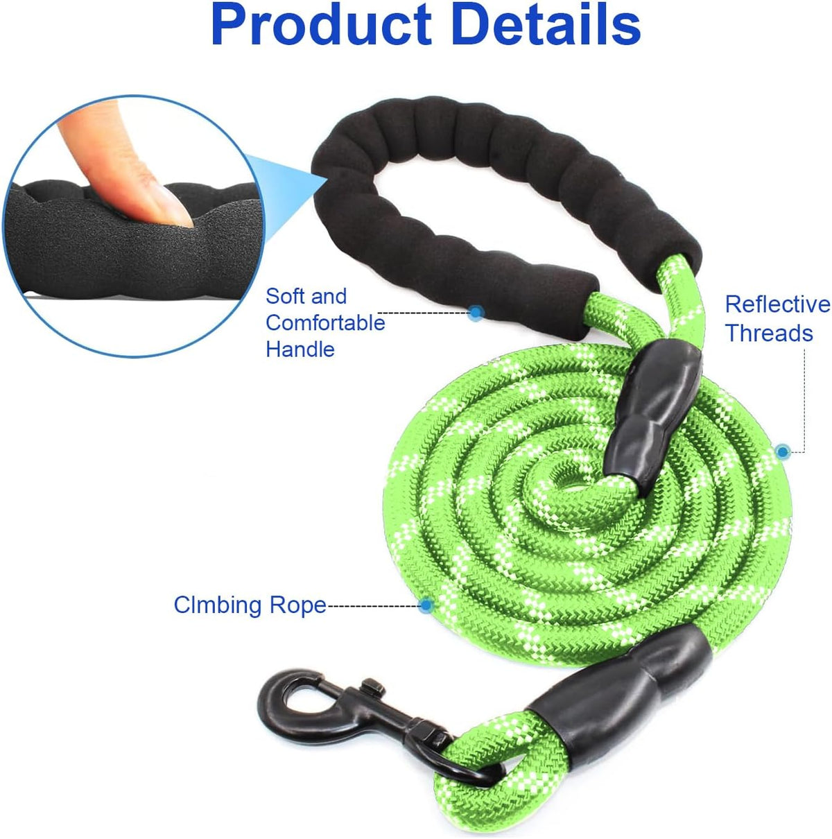 Double Dog Leash - 360 Swivel, Tangle-Free Bungee Walking & Training Leash for Large & Medium Dogs, Shock Absorbing, Reflective, 18-120 Lbs, Green
