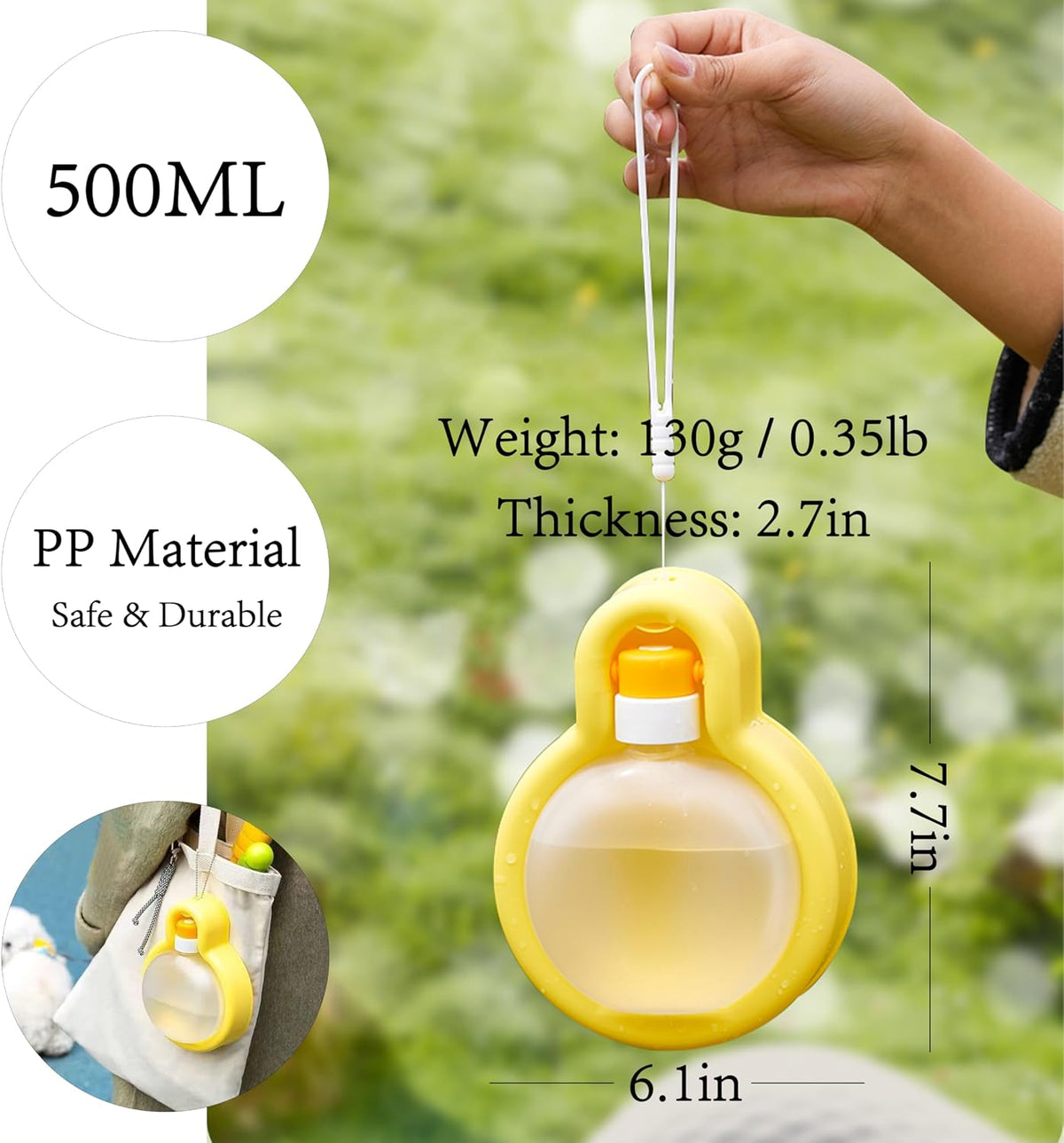 Portable Dog Water Bottle Dispenser, 17Oz, Large, Leak Proof & Foldable Dog Travel Water Bottle Bowl Accessories for Puppy Small Medium Large Dogs Pet Water Bottles for Dogs Walking Outdoor Hiking