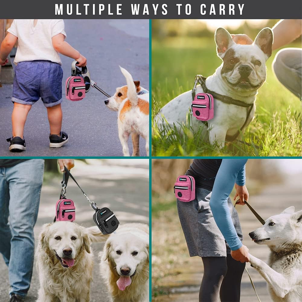 Dog Poop Bag Holder for Leash, Waste Bag Dispenser Pet Pouch, Pink