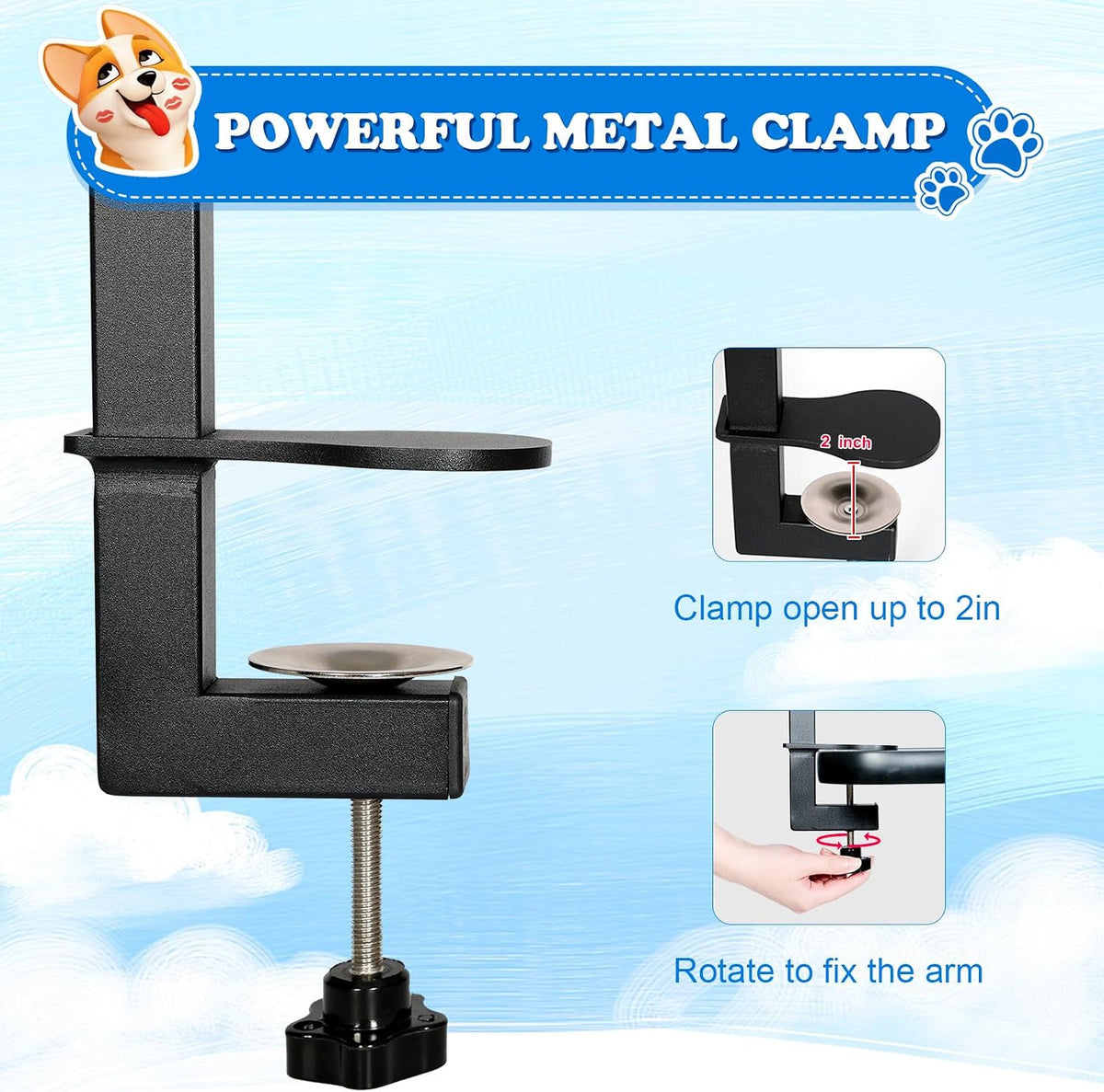 Dog Grooming Table Arm with Clamp 32In, Pet Dog Grooming Table for Small Dogs at Home Foldable, Cat Dog Grooming Harness Stand Holder Portable for Trimming Nails, Drying, Haircut