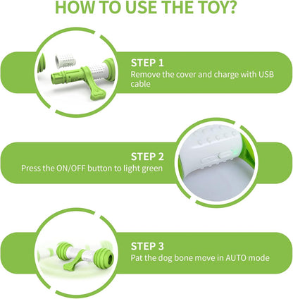 Interactive Dog Toys, Motion Activated Electronic Dog Toy Interactive Dog Bone Toys for Medium Large Dogs, USB Rechargeable Automatic Dog Toy for Boredom and Stimulating (Green)