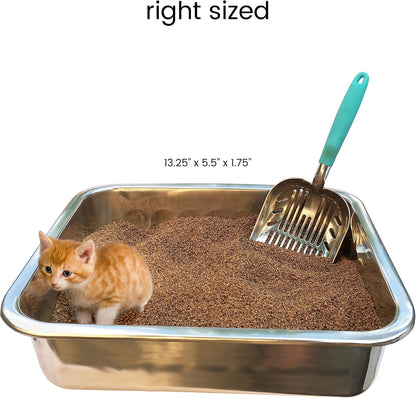 ® Premium Multicat Cat Litter Scoop | Solid Metal | Litter Box Tray Pan Sifter