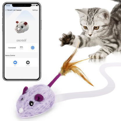 Remote Control Mouse Cat Toy Bluetooth App Control Rechargeable Mouse Toys for Cats Purple